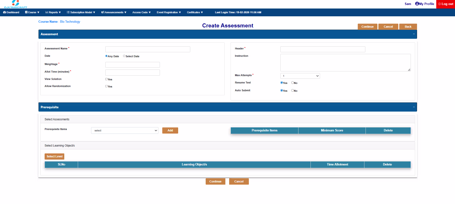 Add Assessment